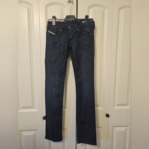 Diesel Women's Dark Blue Straight Leg  Regular Slim Lowky Jeans Sequined Pockets